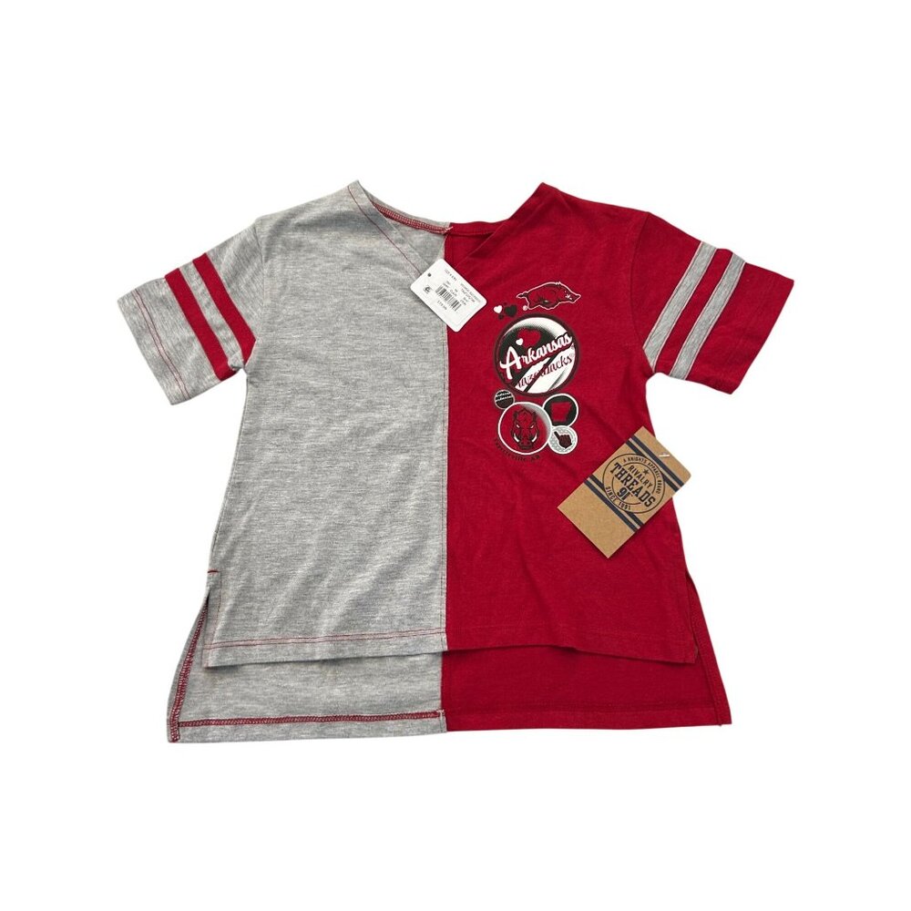 NWT NCAA Arkansas Razorbacks Girls' Colorblock Patch T-Shirt - Small